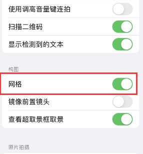 龙泉苹果手机维修网点分享iPhone如何开启九宫格构图功能 